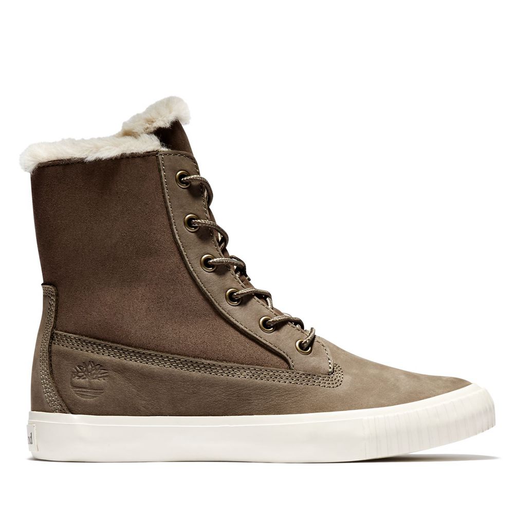Botas de Nieve Timberland Mujer Skyla Bay Fleece Fold-Down Verde Oliva - Chile NAL-178325